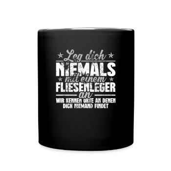 Fliesenleger - Tasse einfarbig - Schwarz - Vorne