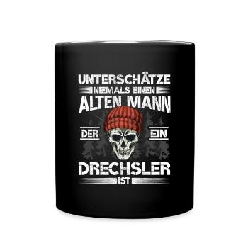 Drechsler Alter mann Drechseln - Tasse einfarbig - Schwarz - Vorne