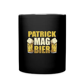 Patrick mag Bier Name Geburtstag - Tasse einfarbig - Schwarz - Vorne
