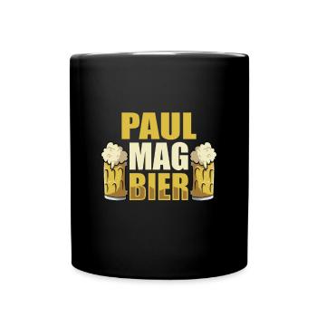 Paul mag Bier Name Geburtstag - Tasse einfarbig - Schwarz - Vorne