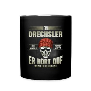 Drechsler hört auf wenn er fertig ist - Tasse einfarbig - Schwarz - Vorne