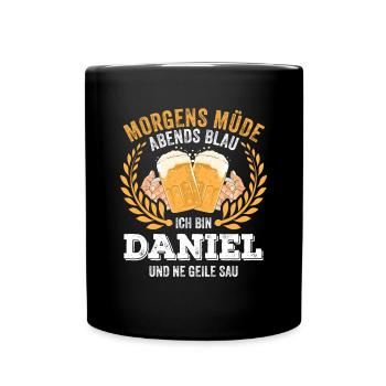 Daniel Vorname Name Geburtstag Bier saufen - Tasse einfarbig - Schwarz - Vorne