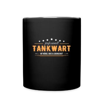 Tankwart mit Leidenschaft Tankstelle - Tasse einfarbig - Schwarz - Vorne