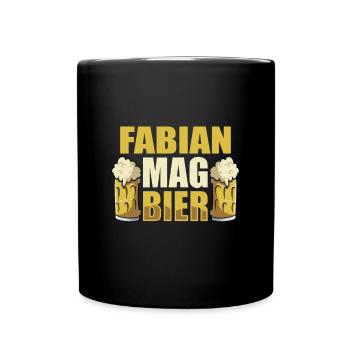 Fabian mag Bier Name Geburtstag - Tasse einfarbig - Schwarz - Vorne