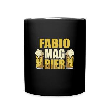 Fabio mag Bier Name Geburtstag - Tasse einfarbig - Schwarz - Vorne