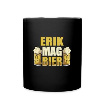 Erik mag Bier Name Geburtstag - Tasse einfarbig - Schwarz - Vorne