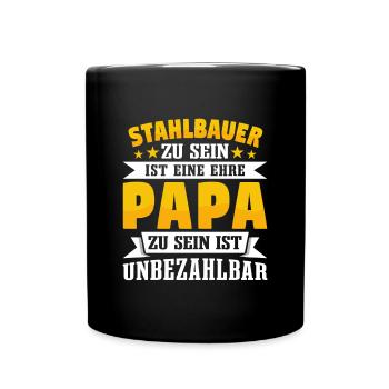Stahlbauer Papa Vatertag - Tasse einfarbig - Schwarz - Vorne