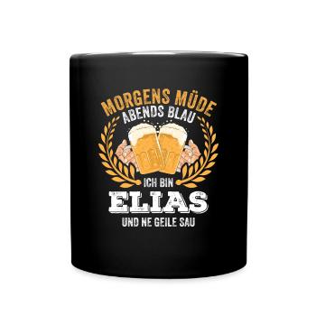 Elias Vorname Name Geburtstag Bier saufen - Tasse einfarbig - Schwarz - Vorne