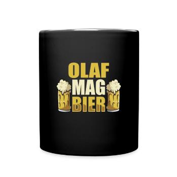 Olaf mag Bier Name Geburtstag - Tasse einfarbig - Schwarz - Vorne