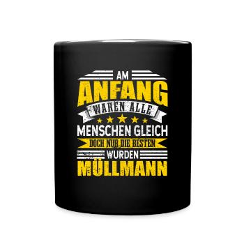 Müllmann Alle Menschen gleich - Tasse einfarbig - Schwarz - Vorne
