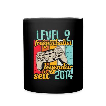 Level 9 freigeschaltet legendär seit 2014 - Tasse einfarbig - Schwarz - Vorne