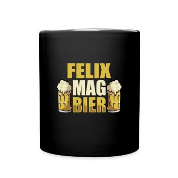 Felix mag Bier Name Geburtstag - Tasse einfarbig - Schwarz - Vorne