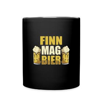 Finn mag Bier Name Geburtstag - Tasse einfarbig - Schwarz - Vorne