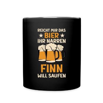 Reicht mir das Bier Finn Saufen Namen - Tasse einfarbig - Schwarz - Vorne