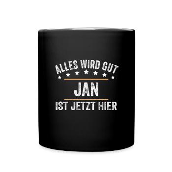 Jan Vorname Name Geburtstag - Tasse einfarbig - Schwarz - Vorne