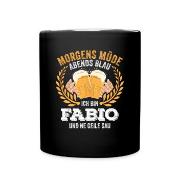 Fabio Vorname Name Geburtstag Bier saufen - Tasse einfarbig - Schwarz - Vorne