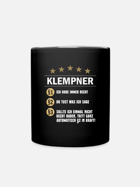 Klempner Paragraph - Tasse einfarbig - Schwarz