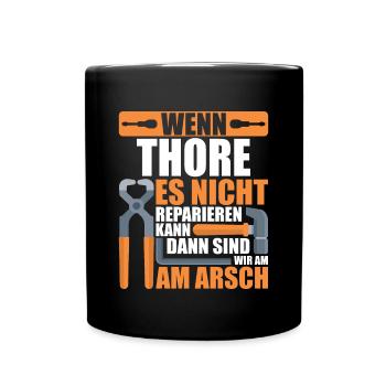 Vorname Thore Name Geburtstag Geschenk - Tasse einfarbig - Schwarz - Vorne