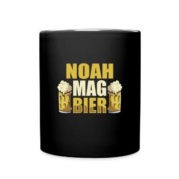 Noah mag Bier Name Geburtstag - Tasse einfarbig - Schwarz - Vorne