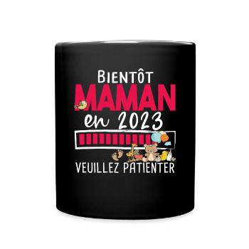 Maman 2023 Mère Bébé Naissance Cadeau Grossesse - Mug uni - noir - Devant