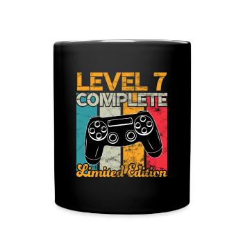 Level 7 complete Gaming Geburtstag - Tasse einfarbig - Schwarz - Vorne