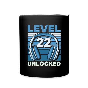 Level 22 Unlocked Gaming Geburtstag Gamer - Tasse einfarbig - Schwarz - Vorne