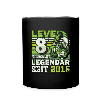 Level 8 freigeschaltet legendär seit 2015 - Tasse einfarbig - Schwarz - Vorne
