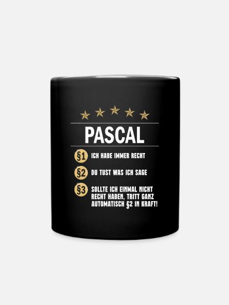 Pascal Habe immer Recht Namenstag - Tasse einfarbig - Schwarz