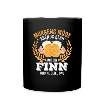 Finn Vorname Name Geburtstag Bier saufen - Tasse einfarbig - Schwarz - Vorne