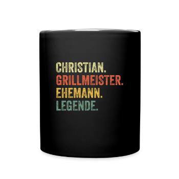 Christian Grillmeister Ehemann Vorname Grillen - Tasse einfarbig - Schwarz - Vorne