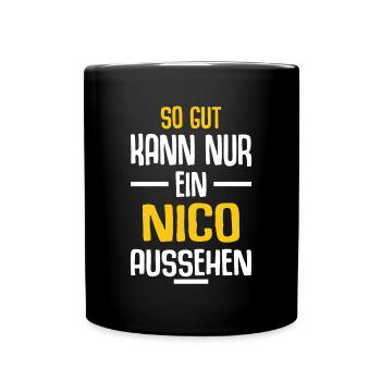 Nico Vorname Name Geburtstag - Tasse einfarbig - Schwarz - Vorne