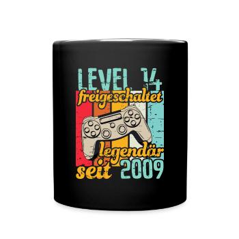 Level 14 freigeschaltet legendär seit 2009 - Tasse einfarbig - Schwarz - Vorne