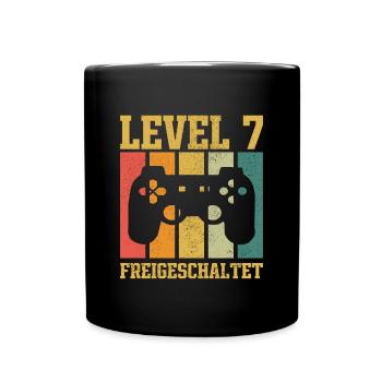 Level 7 freigeschaltet - Tasse einfarbig - Schwarz - Vorne