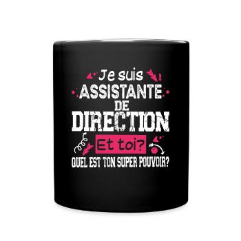 Assistante Direction Super Pouvoir Cadeau Humour - Mug uni - noir - Devant