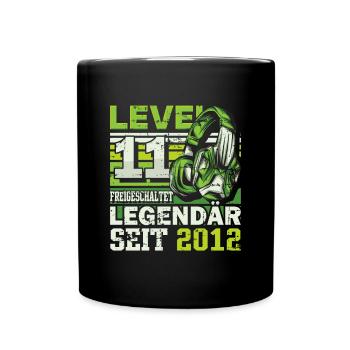 Level 11 freigeschaltet legendär seit 2012 - Tasse einfarbig - Schwarz - Vorne