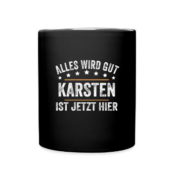 Karsten Vorname Name Geburtstag - Tasse einfarbig - Schwarz - Vorne
