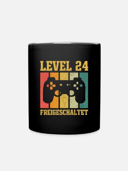 Level 24 freigeschaltet - Tasse einfarbig - Schwarz