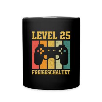 Level 25 freigeschaltet - Tasse einfarbig - Schwarz - Vorne