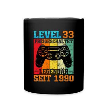 Gaming Geburtstag 1990 Level 33 - Tasse einfarbig - Schwarz - Vorne