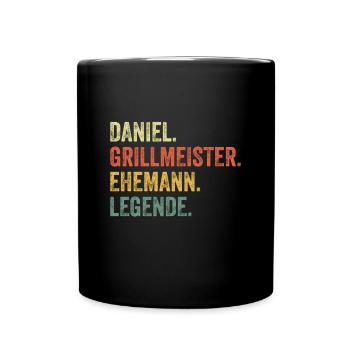 Daniel Grillmeister Ehemann Vorname Grillen - Tasse einfarbig - Schwarz - Vorne