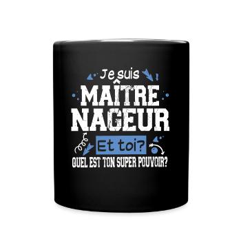 Maître-Nageur Cadeau Piscine T-shirt Super Pouvoir - Mug uni - noir - Devant
