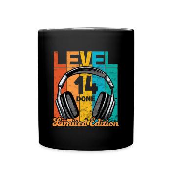 Gaming Geburtstag 14 Jahre Level 14 Complete - Tasse einfarbig - Schwarz - Vorne