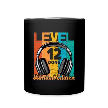 Gaming Geburtstag 12 Jahre Level 12 Complete - Tasse einfarbig - Schwarz - Vorne