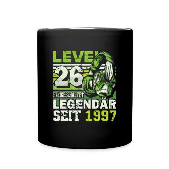 Level 26 freigeschaltet legendär seit 1997 - Tasse einfarbig - Schwarz - Vorne