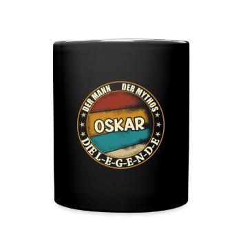 Oskar Vorname Name Geburtstag - Tasse einfarbig - Schwarz - Vorne
