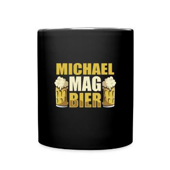 Michael mag Bier Name Geburtstag - Tasse einfarbig - Schwarz - Vorne
