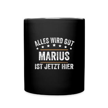 Marius Vorname Name Geburtstag - Tasse einfarbig - Schwarz - Vorne