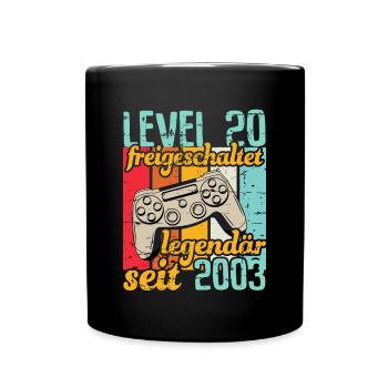 Level 20 freigeschaltet legendär seit 2003 - Tasse einfarbig - Schwarz - Vorne