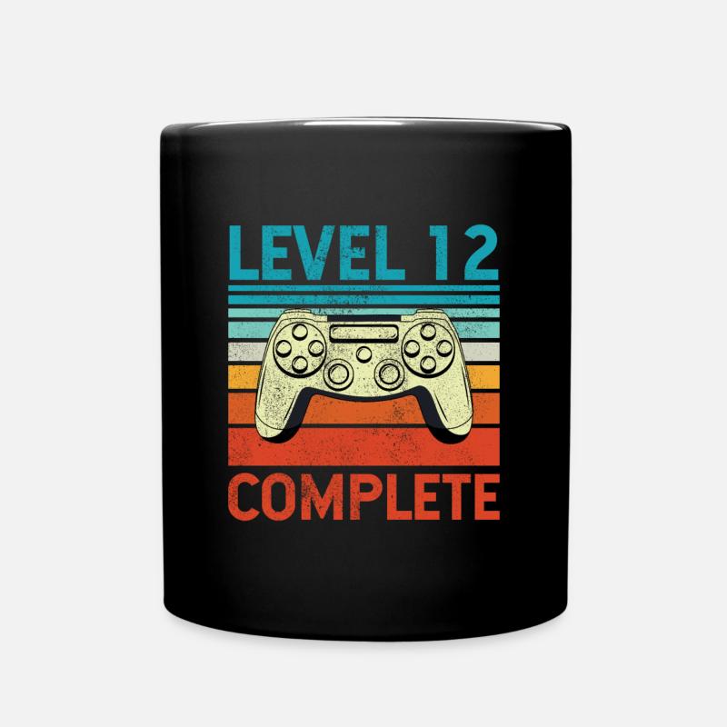 Level 12 Complete - Tasse einfarbig - Schwarz