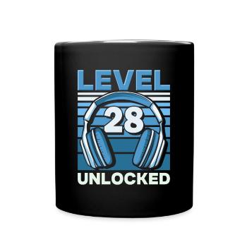 Level 28 Unlocked Gaming Geburtstag Gamer - Tasse einfarbig - Schwarz - Vorne